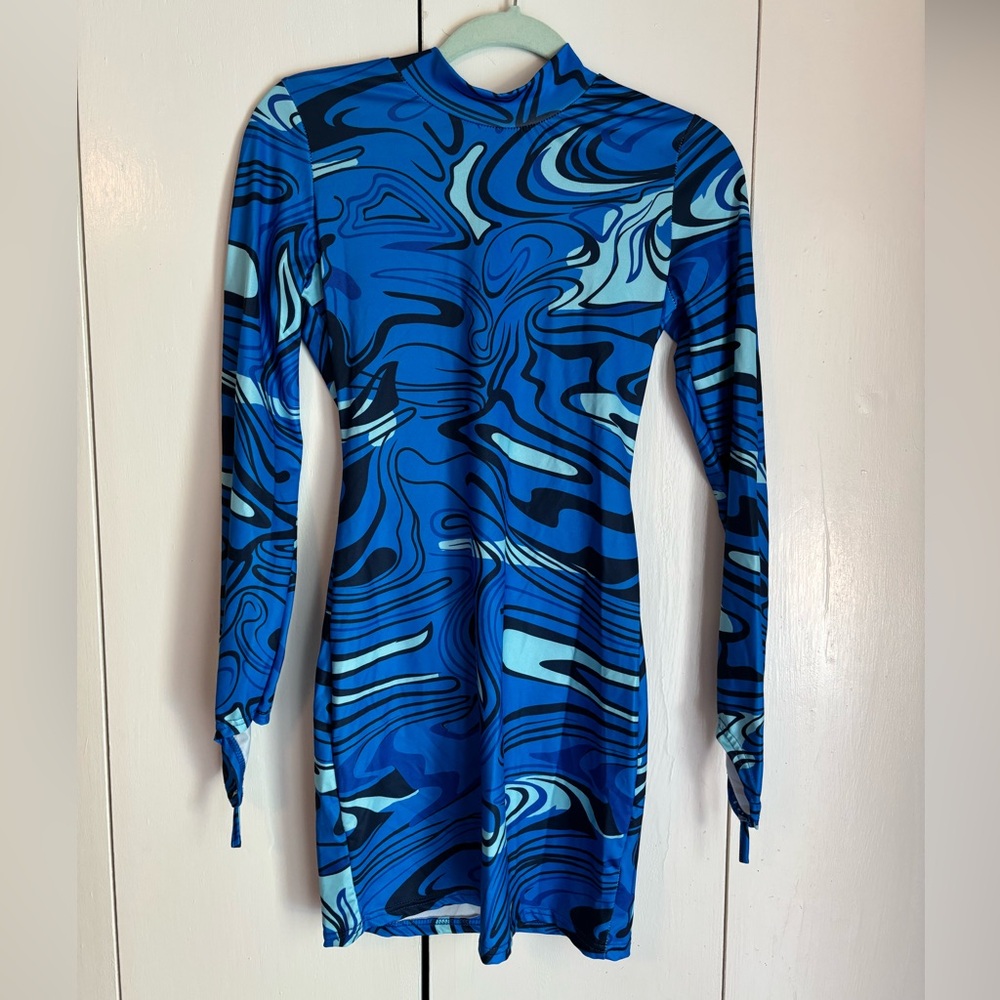 Vibrant Blue and Black Patterned Top